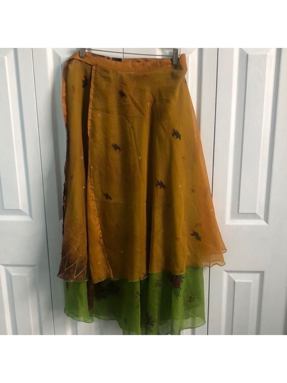 My Choice Flowy Boho Gypsy Double Layered Wrap Skirt One Size Fits Most - Picture 8 of 13